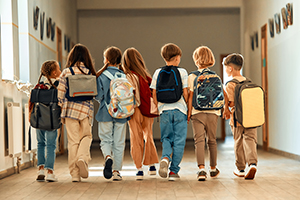 Young students first day of school