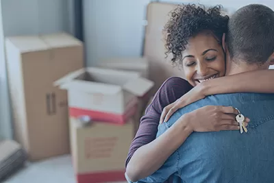 Young couple in a new home